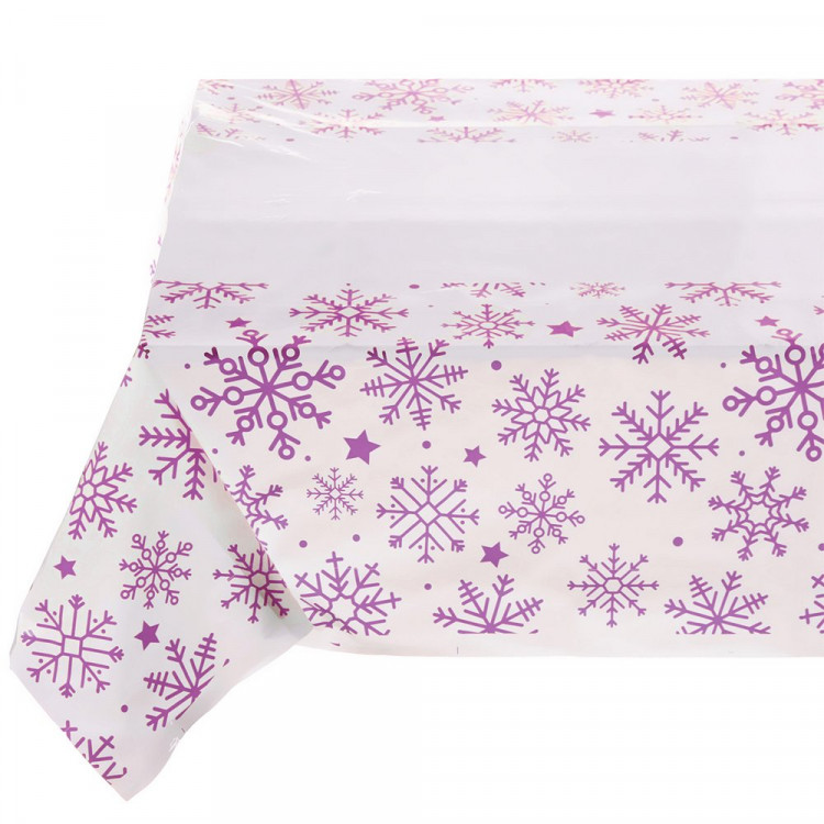 Скатерть ПВХ 108*180см "Падал снег" цв.сиреневый арт.130-888