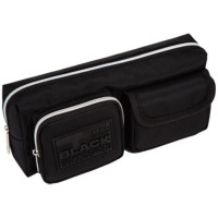 Пенал-косметичка 1 отделение deVente Абсолютно черный (TOTAL BLACK) 210x85x60мм объемный карман на молнии, карман на липучке арт.7029423