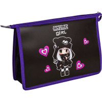 Папка школьная для тетрадей А4 на молнии (deVENTE) Anime Girl тиснение фольгой арт.8056411