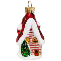 Украшение декоративное стекло 09см "Домик с елочками" п/у арт.ФУ-411/1