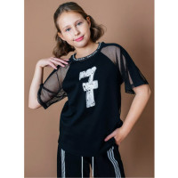 Футболка для девочки арт.Deloras 22590 размерный ряд 34/134- 44/164 цвет черный