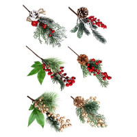 Украшение декоративное "Ветка. Хвоя, ягоды, шишка" 32см асс. арт.353-088