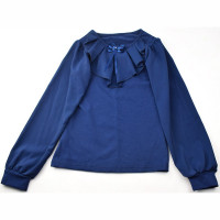 Джемпер для девочки трикотажный (Ликру) длинный рукав цвет темно-синий арт.0011 МИЛЕНУШКА размерный ряд 32/128-36/140