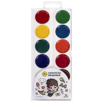 Акварель 12 цветов (Hatber) Влад А4 пластиковая коробка без кисти арт Aq_087650