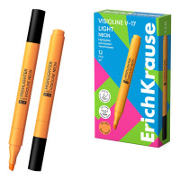 Маркер флуорисцентный ErichKrause Visioline V-17 light Neon 0,6-3мм скошенный оранжевый арт.63559 (Ст.12)