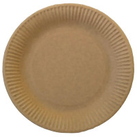 Тарелка бумажная 1-секционная d-230мм, Крафт  упаковка 50шт. (Ст.50/1000)
