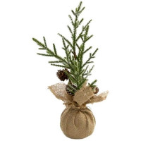 Композиция новогодняя настольная в мешке "Еловая веточка с шишками" 25*14см арт.82208