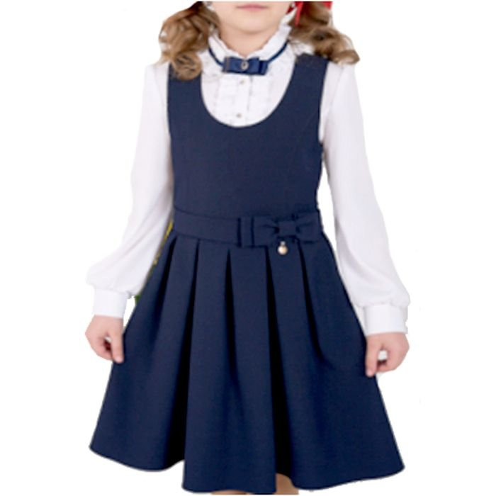 яяяСарафан для девочки (ГЕРМИОНА) ткань 12 арт.5129-12 размер 32/134 цвет синий