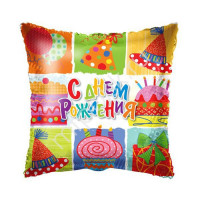 Шар фольгированный 45см Фигура "С Днем Рождения Коллаж" арт.6031848