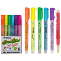 Маркеры для скетчинга акриловые (deVENTE) HOBBY CREATIVE Bright 6 цветов неоновые цвета пулевидный наконечник пластиковая упаковка арт 5044303