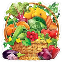 Украшение на скотче "Корзина с овощами" 26*26см арт.7-64-075