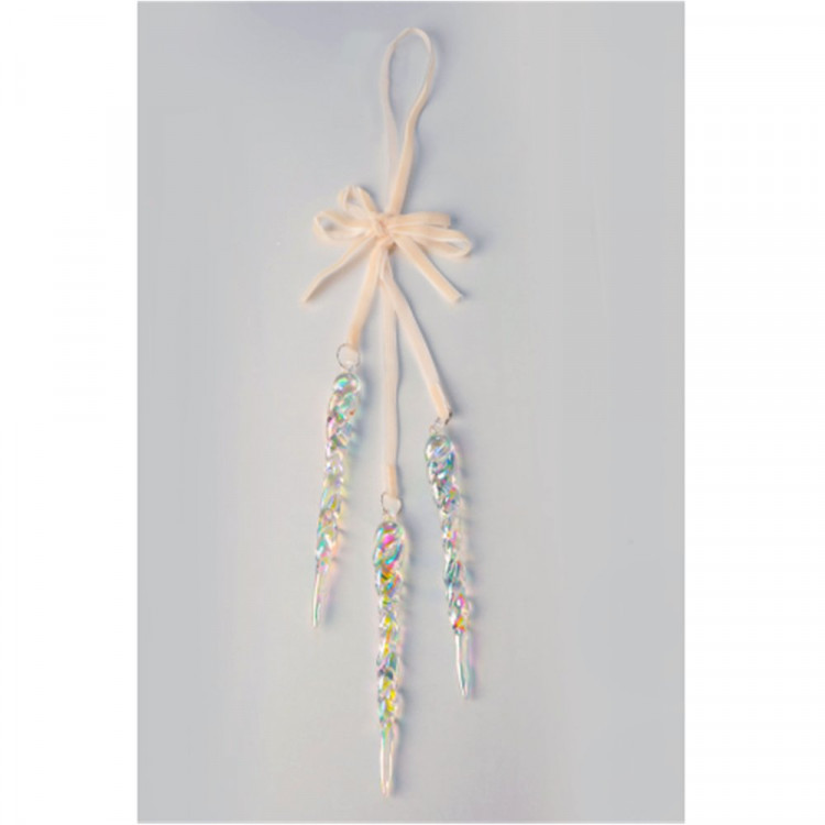 Украшение декор.подвеска "Сосулька" 37см 3шт связка, прозрачная арт.94856