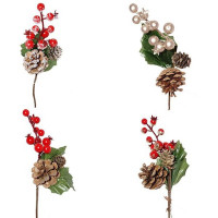 Украшение декоративное "Веточка. Шишки, листья, ягоды" 22см асс. арт.263701