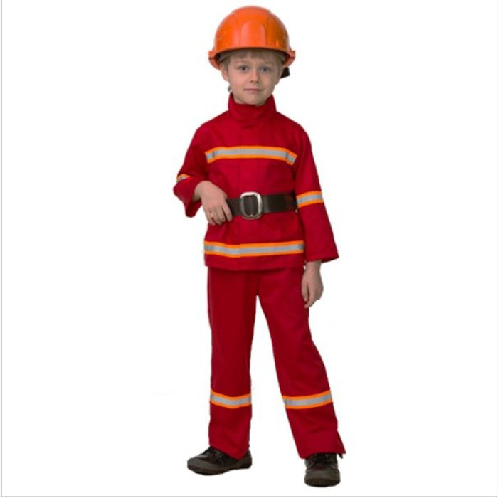 Костюм для мальчика Пожарный (куртка,брюки,ремень,каска) р.36 ткань арт.5705-146-72