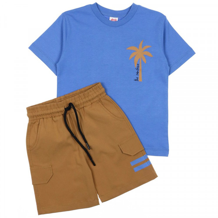 Комплект для мальчика артикул DMB 7466 размерный ряд 28/104-32/128 (футболка+шорты) цвет индиго