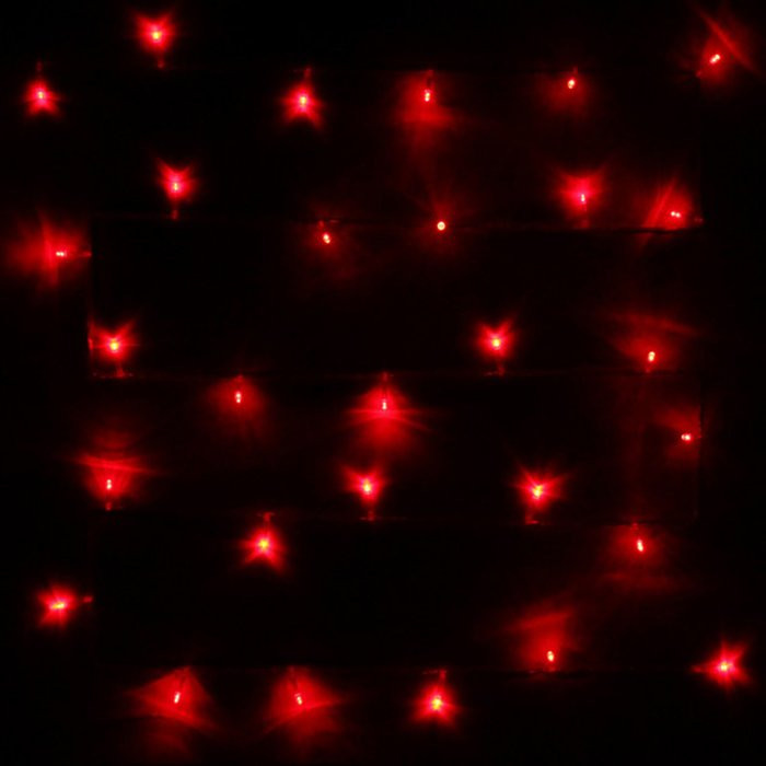Гирлянда электрическая для дома точечная 5,5м 50LED цвет красный (светлый провод) 8режимов арт.127-016
