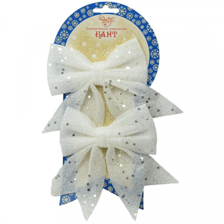 Украшение декоративное "Бант" 02шт/набор 17*13см белый арт.82259