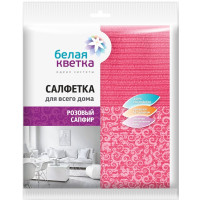 Салфетка универсальная микрофибра 40*40 Белая кветка "Розовый сапфир" (Ст.35)