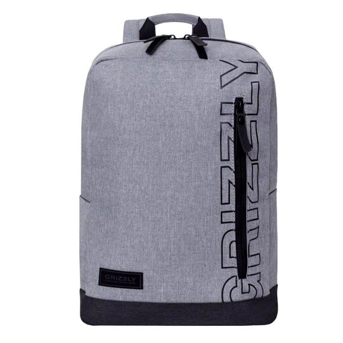Рюкзак для мальчика (Grizzly) арт RQ-013-3 серый 28х42х12 см