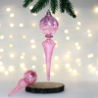Украшение декор.подвеска пластик "Сосулька. Изящный блеск" 19см 02шт/наб. цв.розовый арт.107-6111