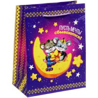 Пакет подарочный 14*18 см бумажный "Мышата Соня и Дрёма" арт.233-012