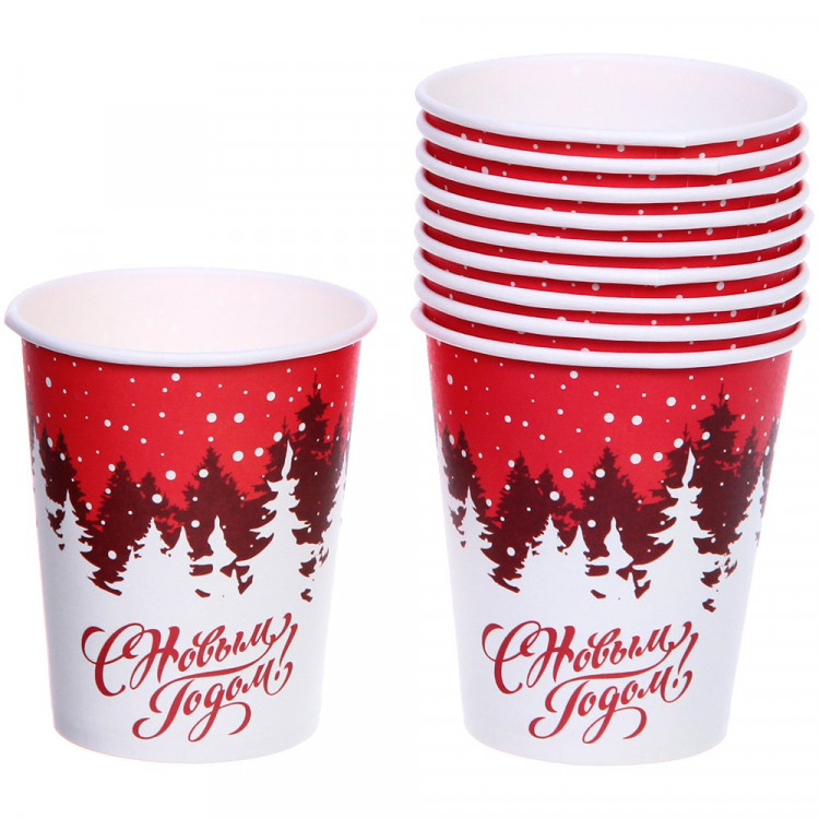 Стакан бумажный 200мл 10шт/наб. "Румяный мороз" арт.889-0480