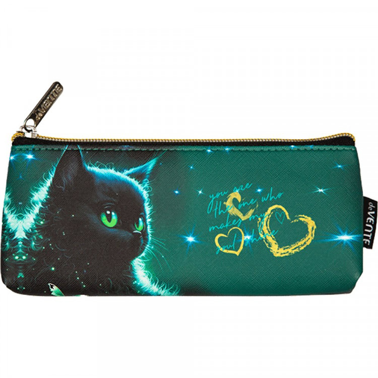 Пенал-косметичка 1 отделение кожзам (deVente) Black Cat 210x80x35мм арт.7026443