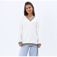 Свитшот с V-образным вырезом для девочки артикул Teto 78113 размер 34/134-44/164 цвет кремовый