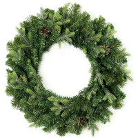 Венок декоративный 50см хвоя литая +ПВХ с шишками "Новогодний" арт.ВН-11
