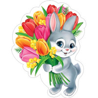 Украшение на скотче "Зайка с цветами" 26*26см арт.7-64-8023