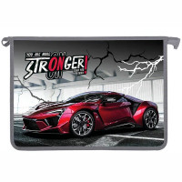 Папка школьная для тетрадей А4 на молнии (Оникс) Красное авто дизайн с двух сторон арт.ПТ-835