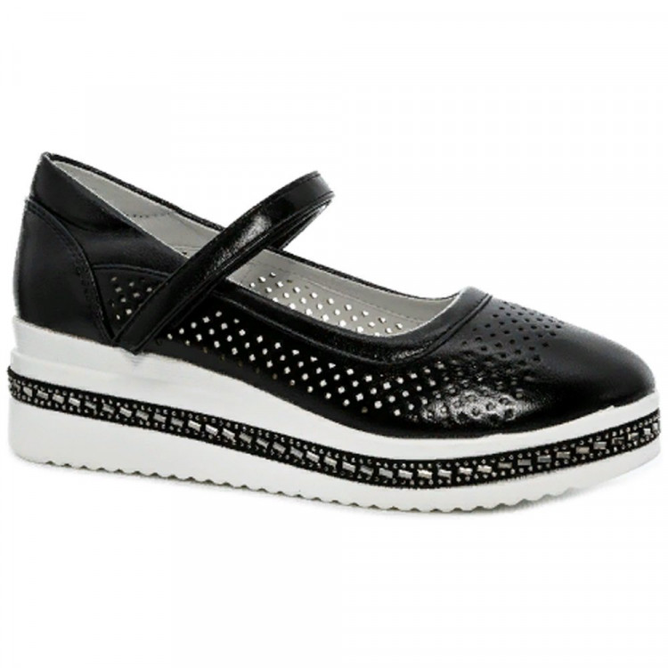 Туфли для девочки (TOM.MIKI) черные верх-искусственная кожа подкладка-натуральная кожа размерный ряд 34-37 арт.B-10212-E