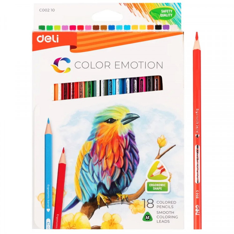 Карандаши цветные (Deli) Color Emotion трехгранные 18 цветов арт.EC00210