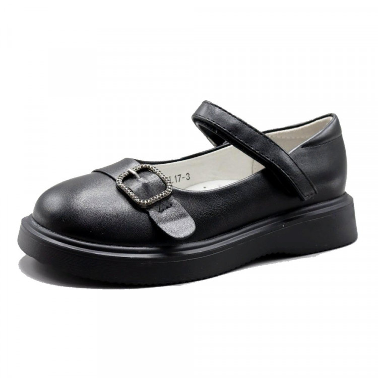 Туфли для девочки (Ирина) черные верх-искусственная кожа подкладка-искусственная кожа размерный ряд 30-37 артикул kok-XL17-3