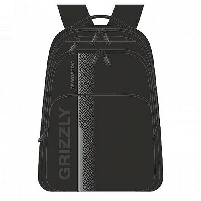 Рюкзак для мальчиков (Grizzly) арт.RU-934-5 черный-серый 32х45х23 см