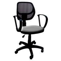 Кресло для оператора пластик/сетка Сатурн серое (В-40)