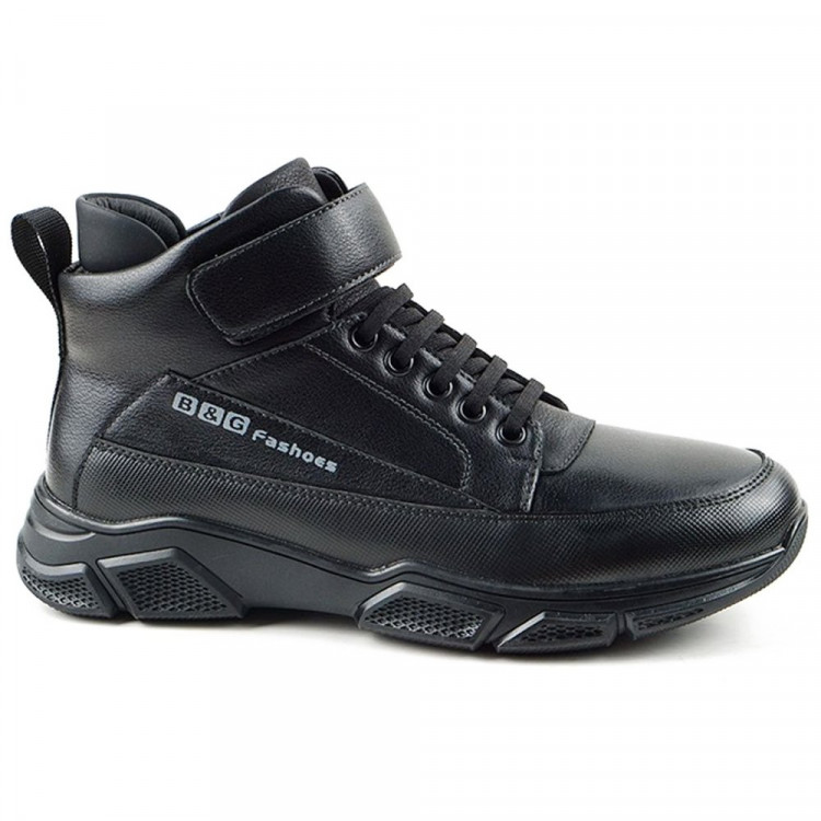 Ботинки для мальчика ( B&G) черный верх-искусственная кожа подкладка - байка  артикул dz-8975-5A