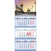 Календарь настенный 3-бл 2026 295*700 "Мост Александра III. Париж" на 3 гребнях Attomex арт.2133515 (Ст.40)