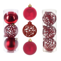 Набор шаров 08см 03шт/наб. "Вензель" цв.красный арт.722938