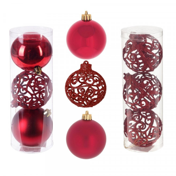 Набор шаров 08см 03шт/наб. "Вензель" цв.красный арт.722938