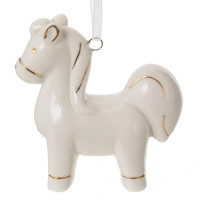 Украшение декор.подвеска фигурка (Символ года) "Лошадка" 08см фарфор цв.белый арт.823748