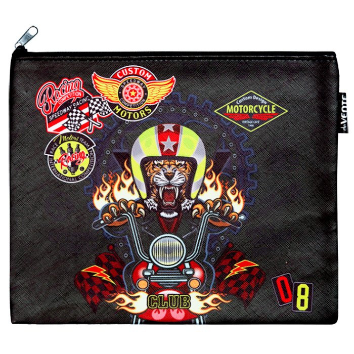 Папка школьная для тетрадей А5 на молнии кожзам (deVENTE) Moto Club арт 8053169