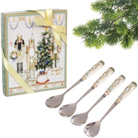 Кружка стеклянная 400мл "Забавные Снеговики" с крышкой и ложкой, п/уп. арт.891-0614