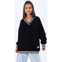 Свитшот с V-образным вырезом для девочки артикул Teto 78113 размер 34/134-44/164 цвет черный