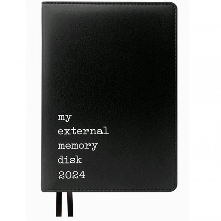 Ежедневник А5 2024 к/з deVENTE "Message" My external memory disk черный 160л., 2 ляссе арт.2332456