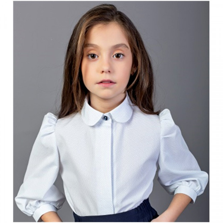 Блузка для девочки (Топтышка) 3/4 рукав цвет белый арт.5260 размерный ряд 32/128-42/158
