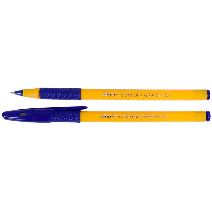 Ручка шариковая не прозрачная,корпус резиновый упор (Schreiber) синяя, 0,7мм ОРАНЖЕВЫЙ корпус арт.ET 152 (Ст.50)