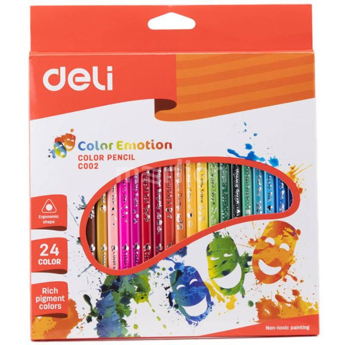 Набор карандашей цветных (Deli) Color Emotion трехгранные 24 цвета арт.EC00220/458045