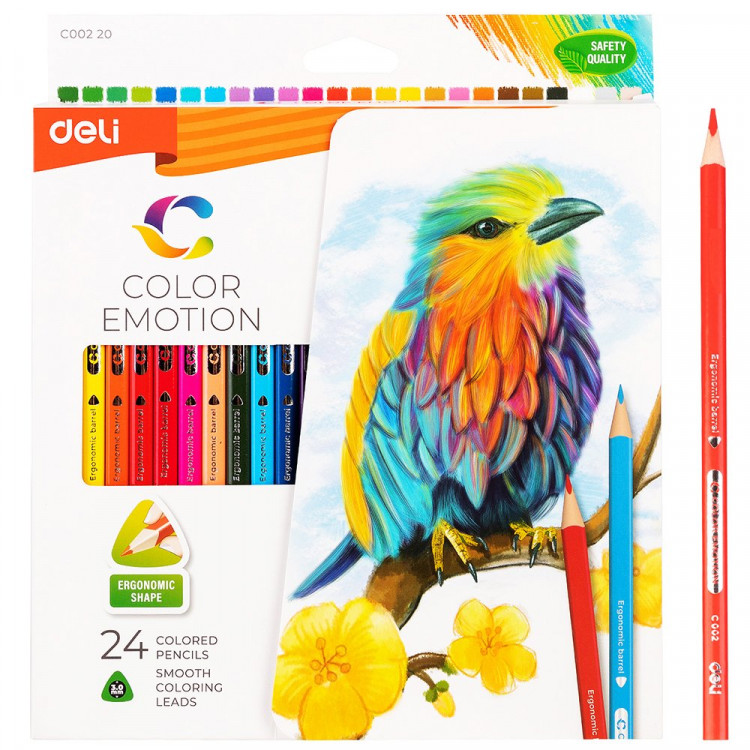 Карандаши цветные (Deli) Color Emotion трехгранные 24 цвета арт.EC00220/458045