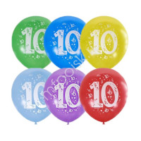 Шар воздушный 10шт/наб. 30см "Цифра 10" асс. арт.6044541